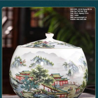 HŨ ĐỰNG ĐỒ CÓ NẮP HỌA TIẾT SƠN THỦY
